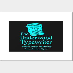 Old Ad Underwood Manual Typewriter Vintage Aqua Posters and Art